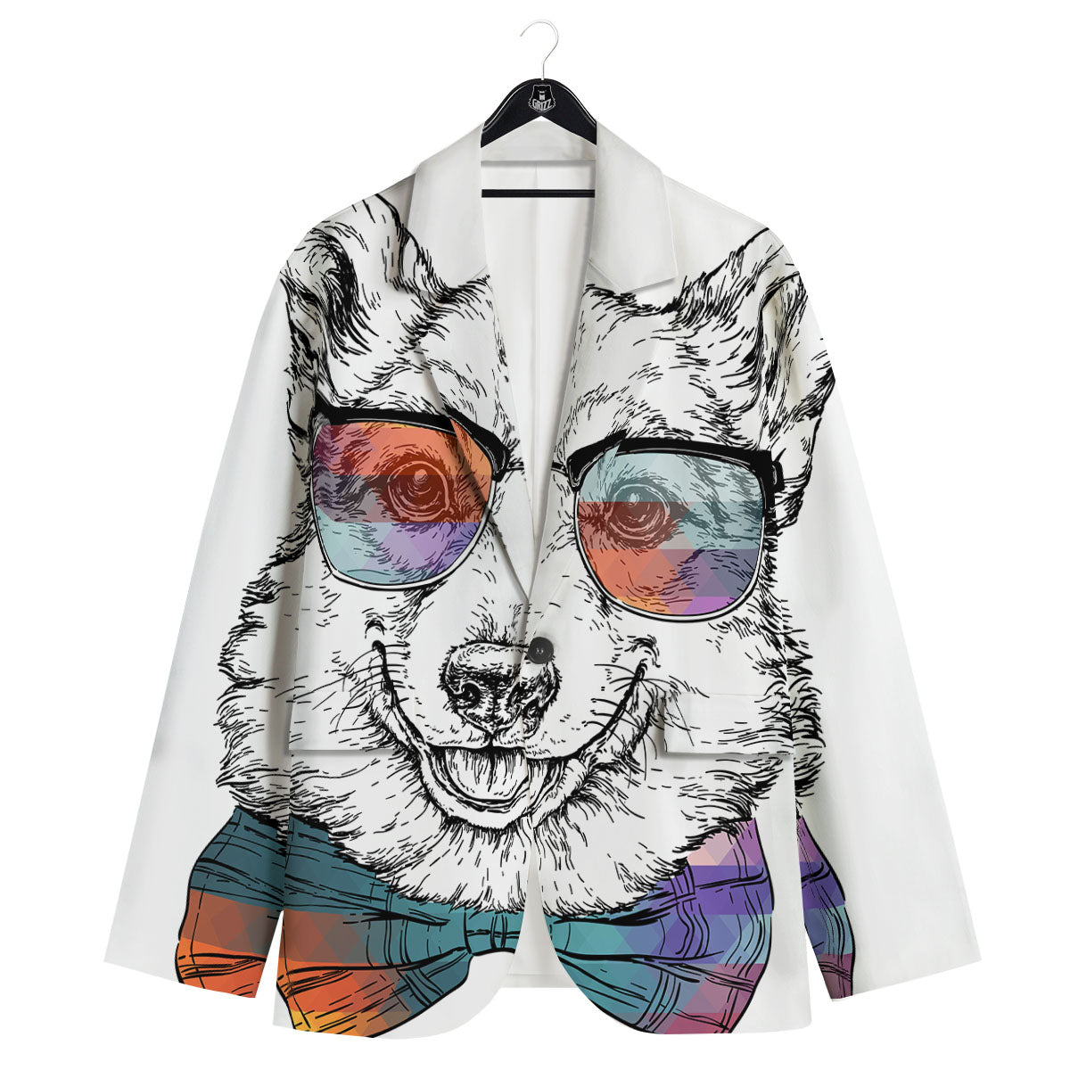 Pembroke Welsh Corgi Hipster Print Men's Sport Coat-grizzshop