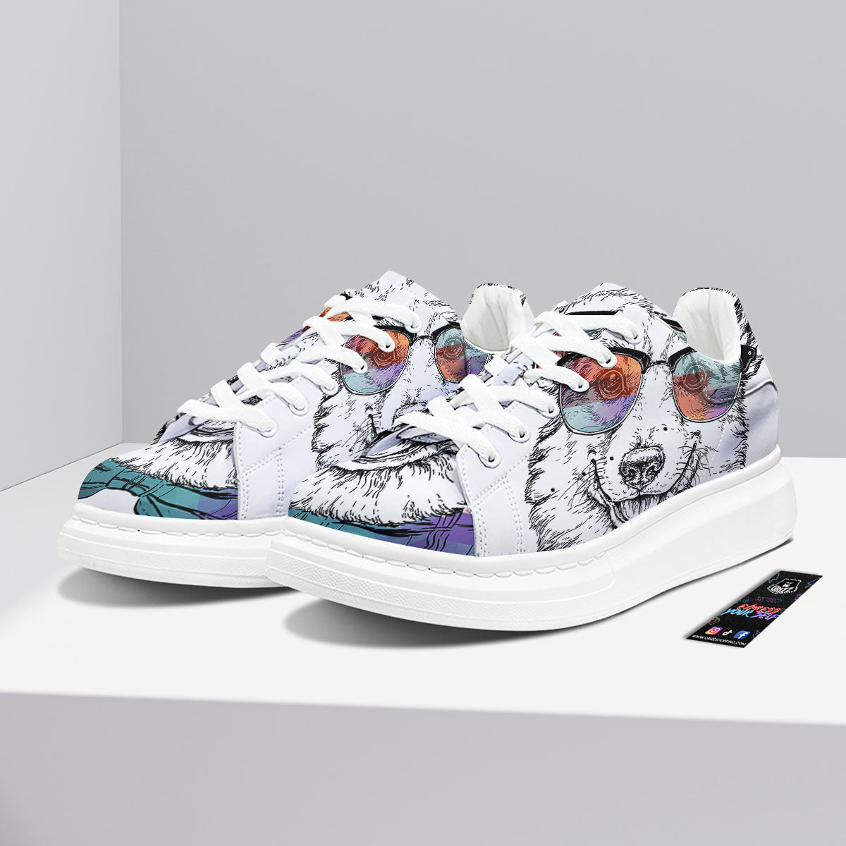Pembroke Welsh Corgi Hipster Print Platform Shoes-grizzshop