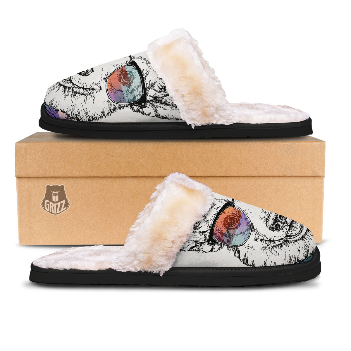 Pembroke Welsh Corgi Hipster Print Slippers-grizzshop