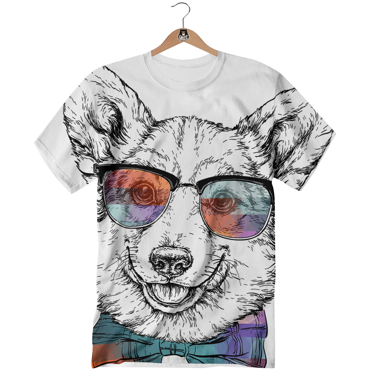 Pembroke Welsh Corgi Hipster Print T-Shirt-grizzshop