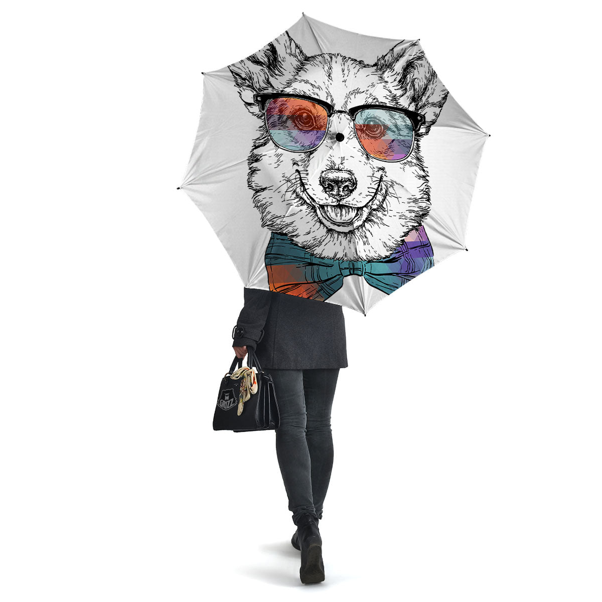 Pembroke Welsh Corgi Hipster Print Umbrella-grizzshop