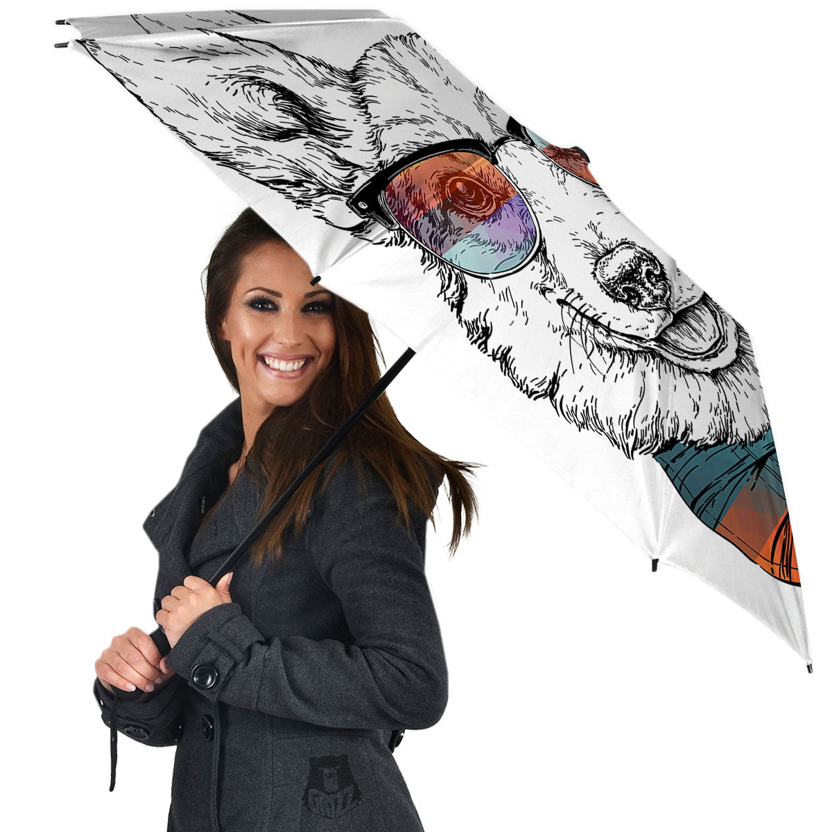 Pembroke Welsh Corgi Hipster Print Umbrella-grizzshop
