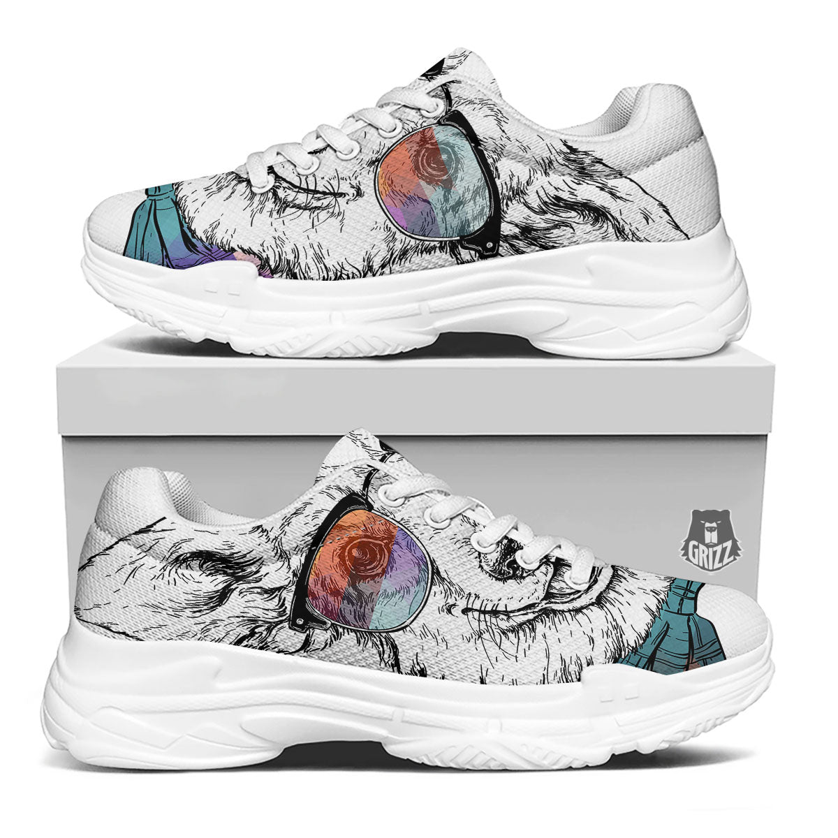 Pembroke Welsh Corgi Hipster Print White Chunky Shoes-grizzshop