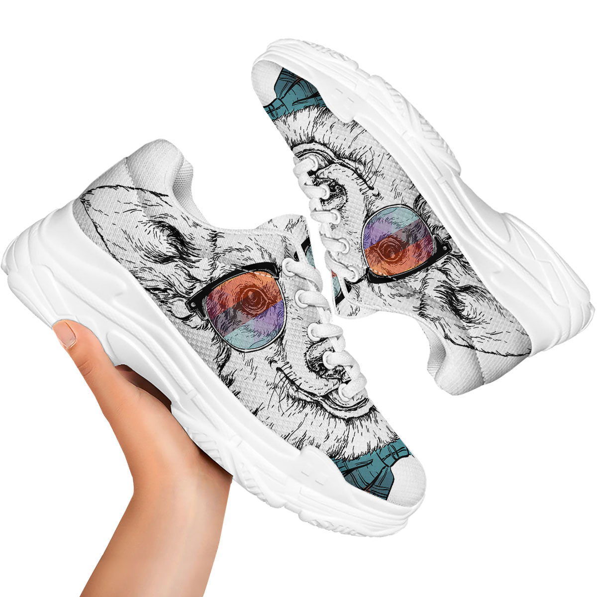 Pembroke Welsh Corgi Hipster Print White Chunky Shoes-grizzshop