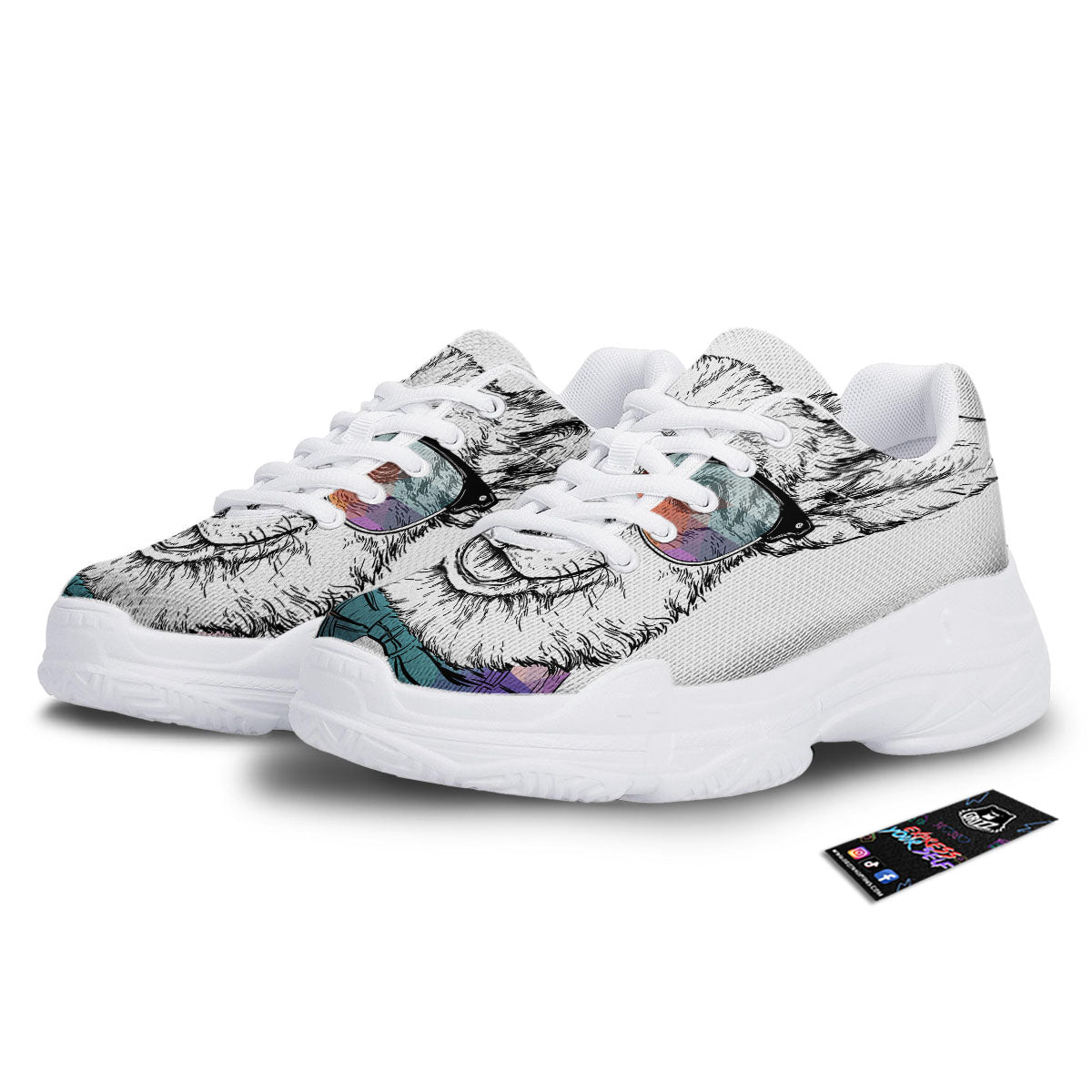 Pembroke Welsh Corgi Hipster Print White Chunky Shoes-grizzshop