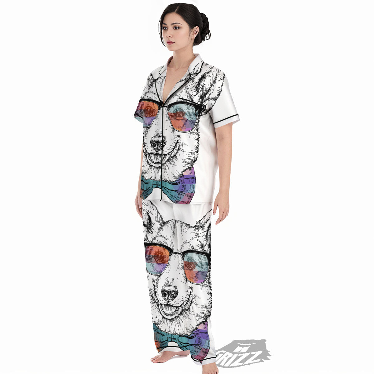 Pembroke Welsh Corgi Hipster Print Women's Pajamas Set-grizzshop
