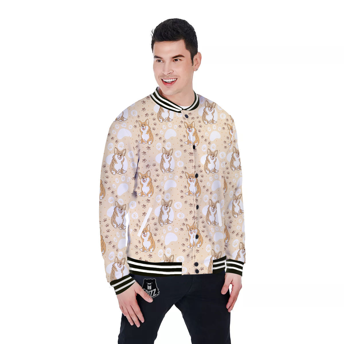 Pembroke Welsh Corgi Print Pattern Baseball Jacket-grizzshop
