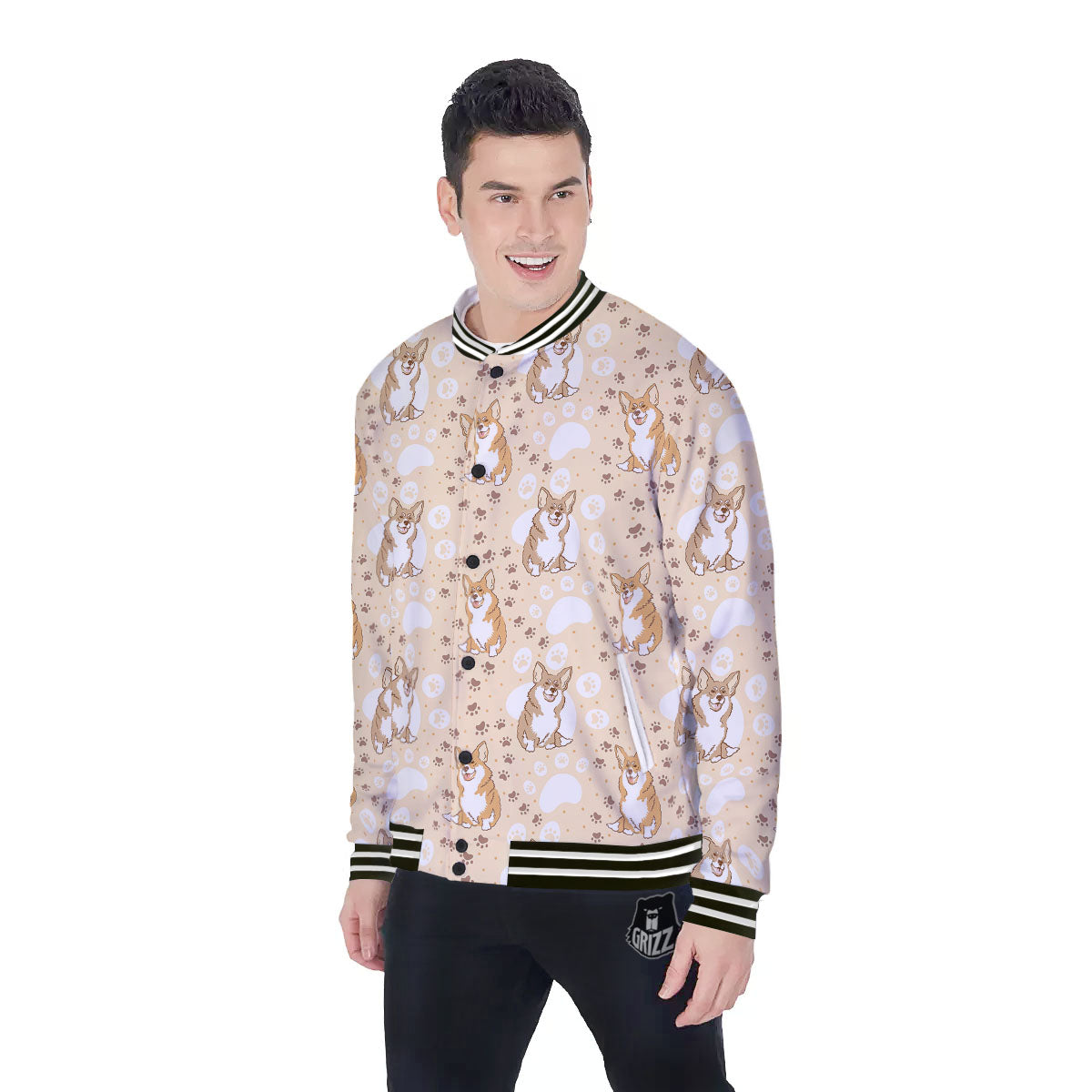 Pembroke Welsh Corgi Print Pattern Baseball Jacket-grizzshop