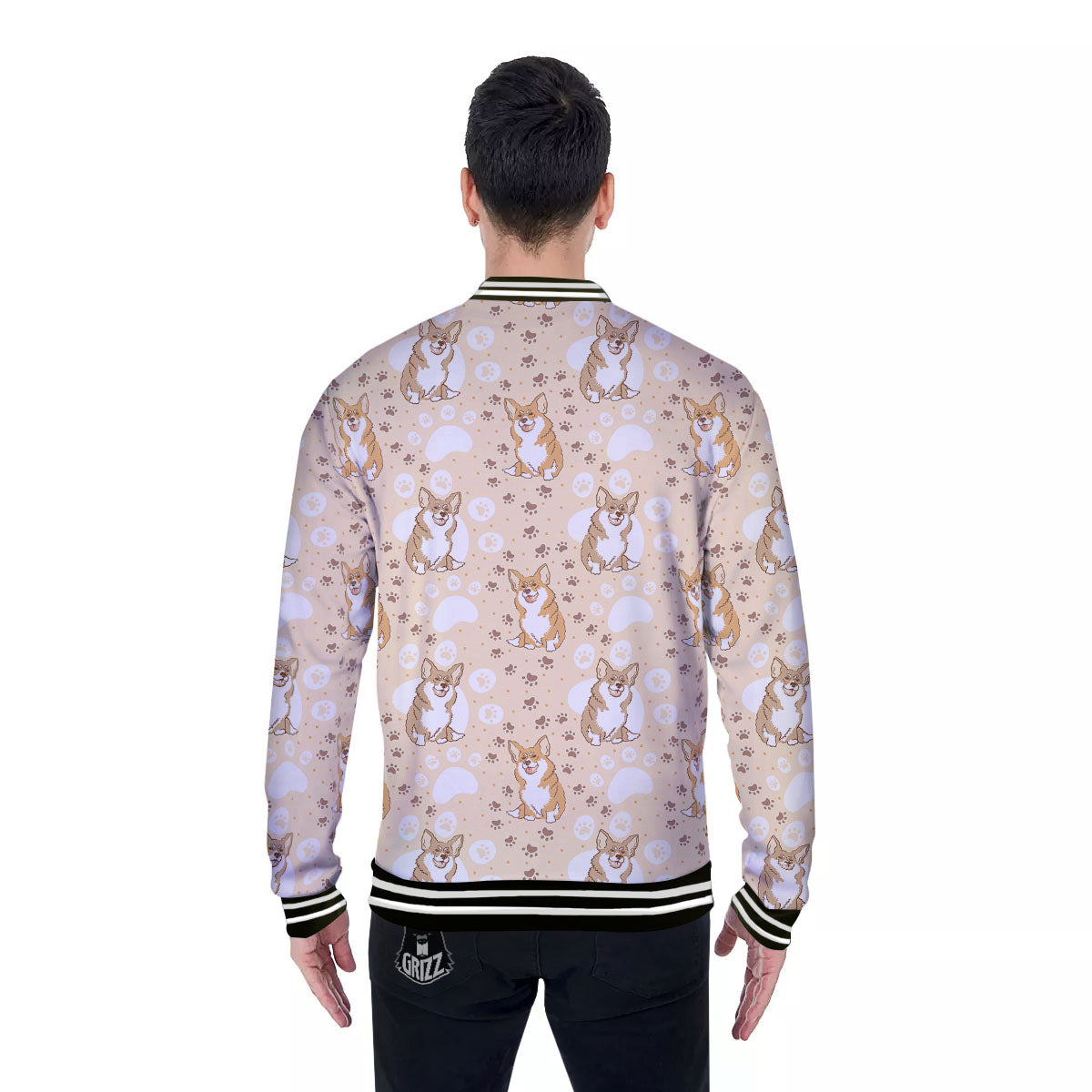 Pembroke Welsh Corgi Print Pattern Baseball Jacket-grizzshop