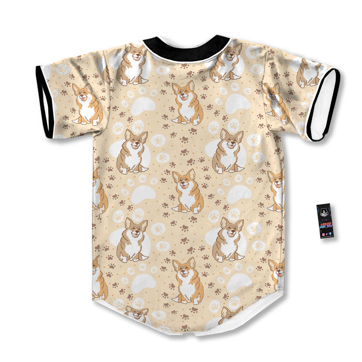 Pembroke Welsh Corgi Print Pattern Baseball Jersey-grizzshop