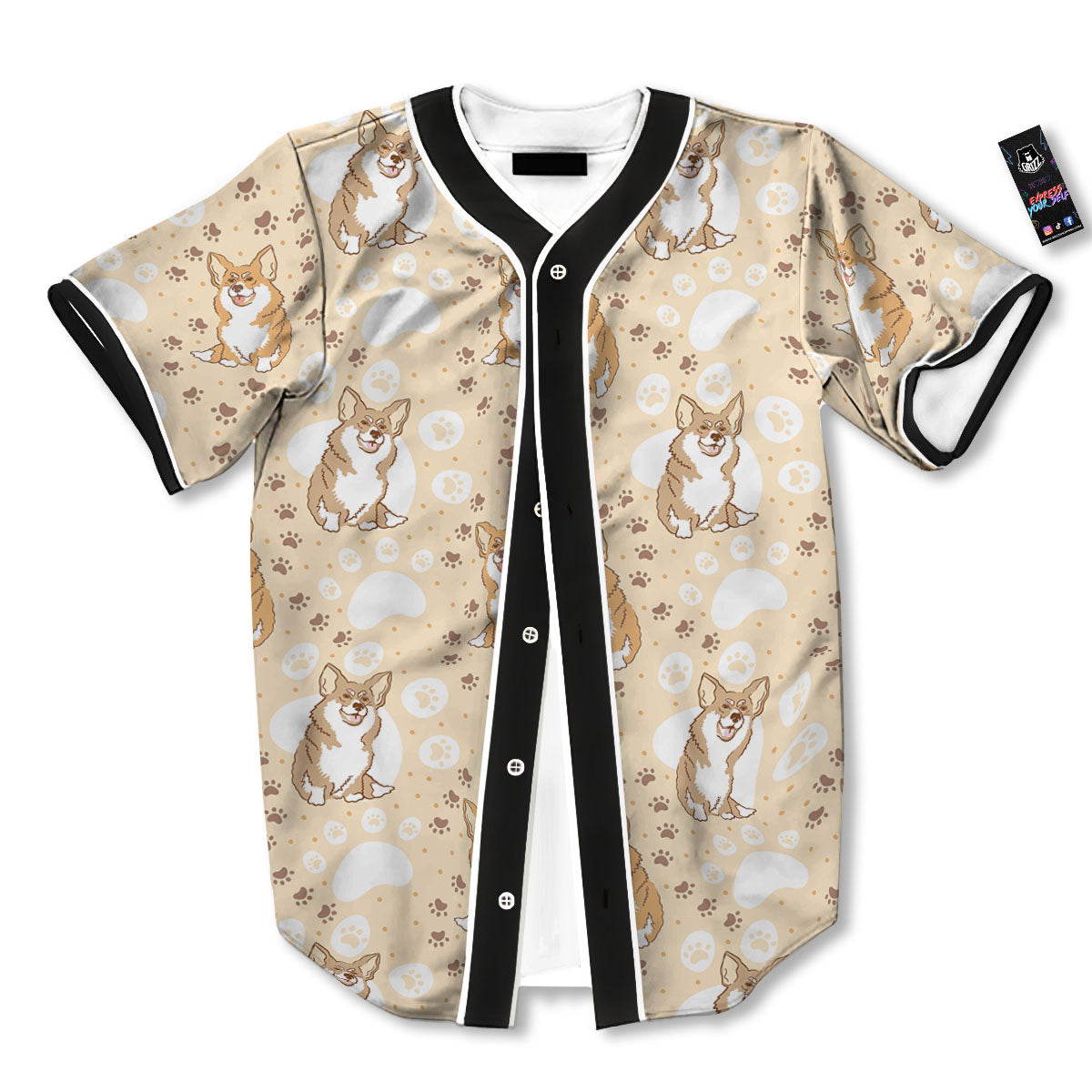 Pembroke Welsh Corgi Print Pattern Baseball Jersey-grizzshop