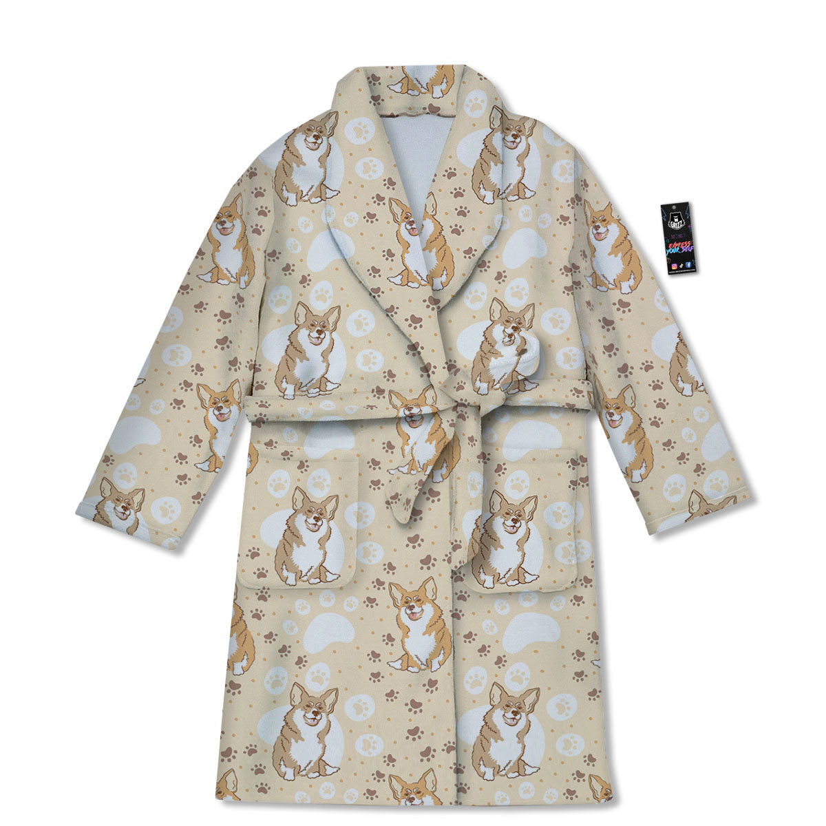Pembroke Welsh Corgi Print Pattern Bathrobe-grizzshop