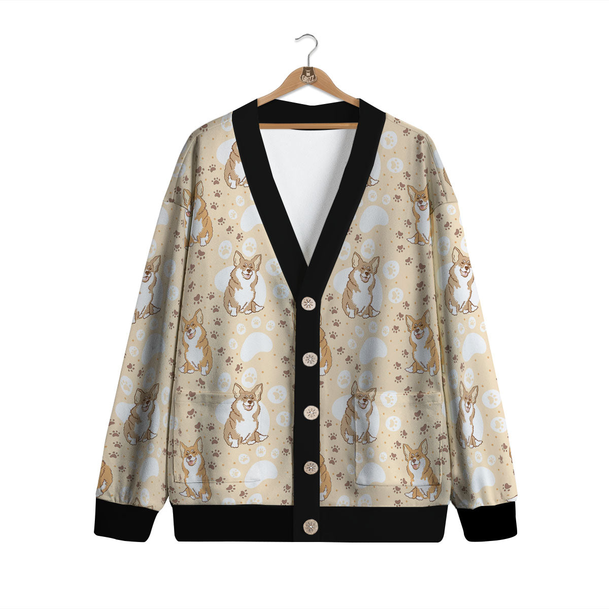 Pembroke Welsh Corgi Print Pattern Cardigan-grizzshop