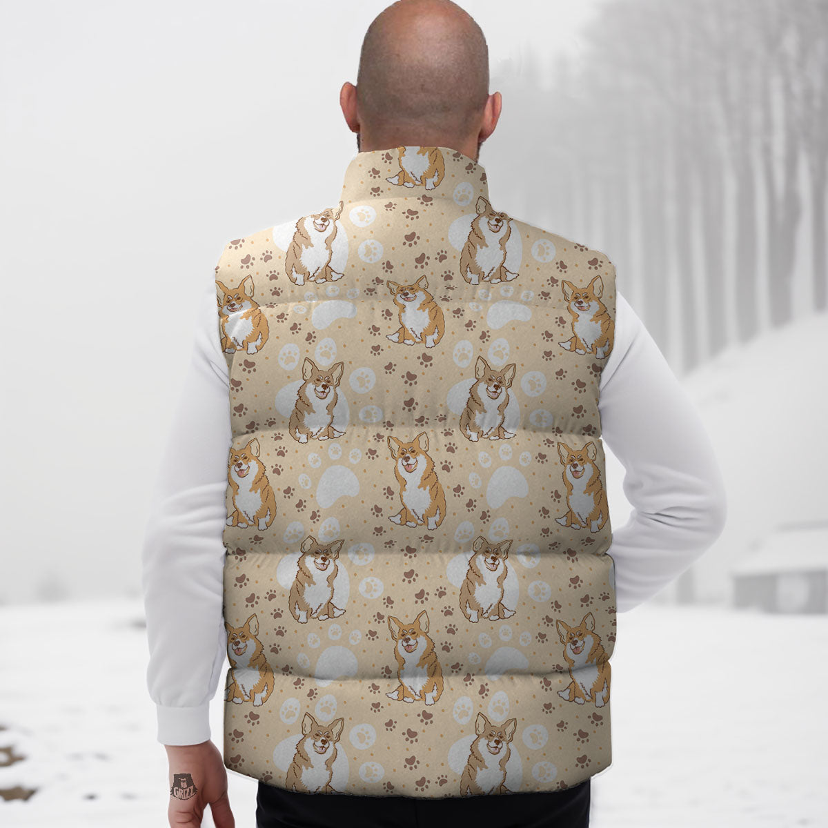 Pembroke Welsh Corgi Print Pattern Down Vest