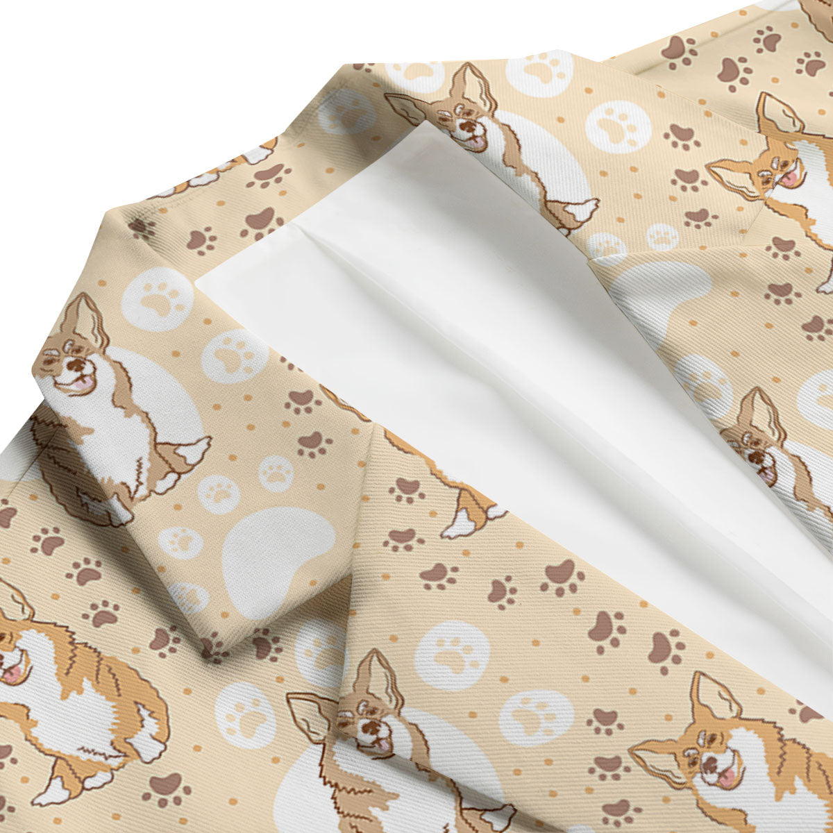 Pembroke Welsh Corgi Print Pattern Men's Blazer-grizzshop