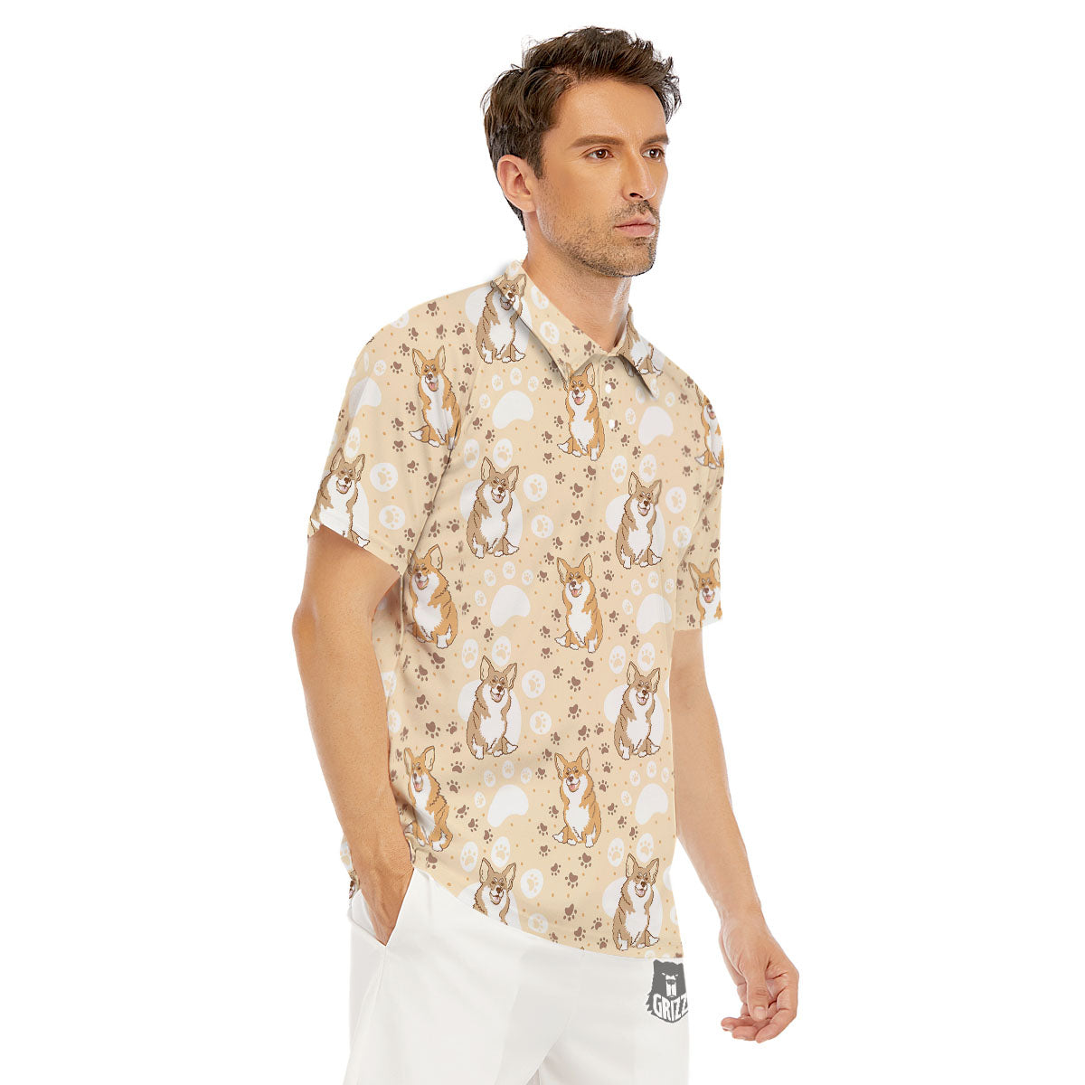 Pembroke Welsh Corgi Print Pattern Men's Golf Shirts-grizzshop