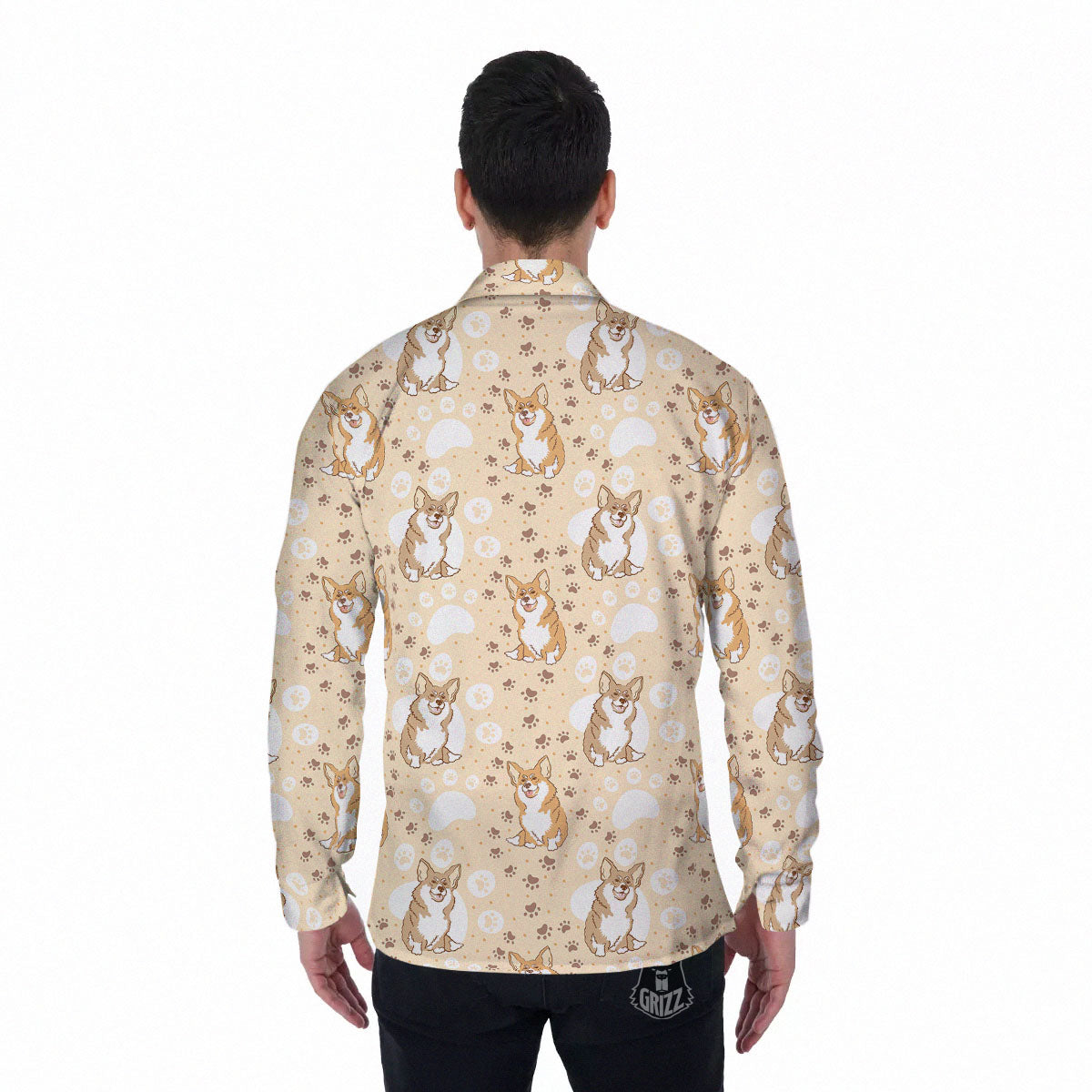 Pembroke Welsh Corgi Print Pattern Men's Long Sleeve Shirts-grizzshop