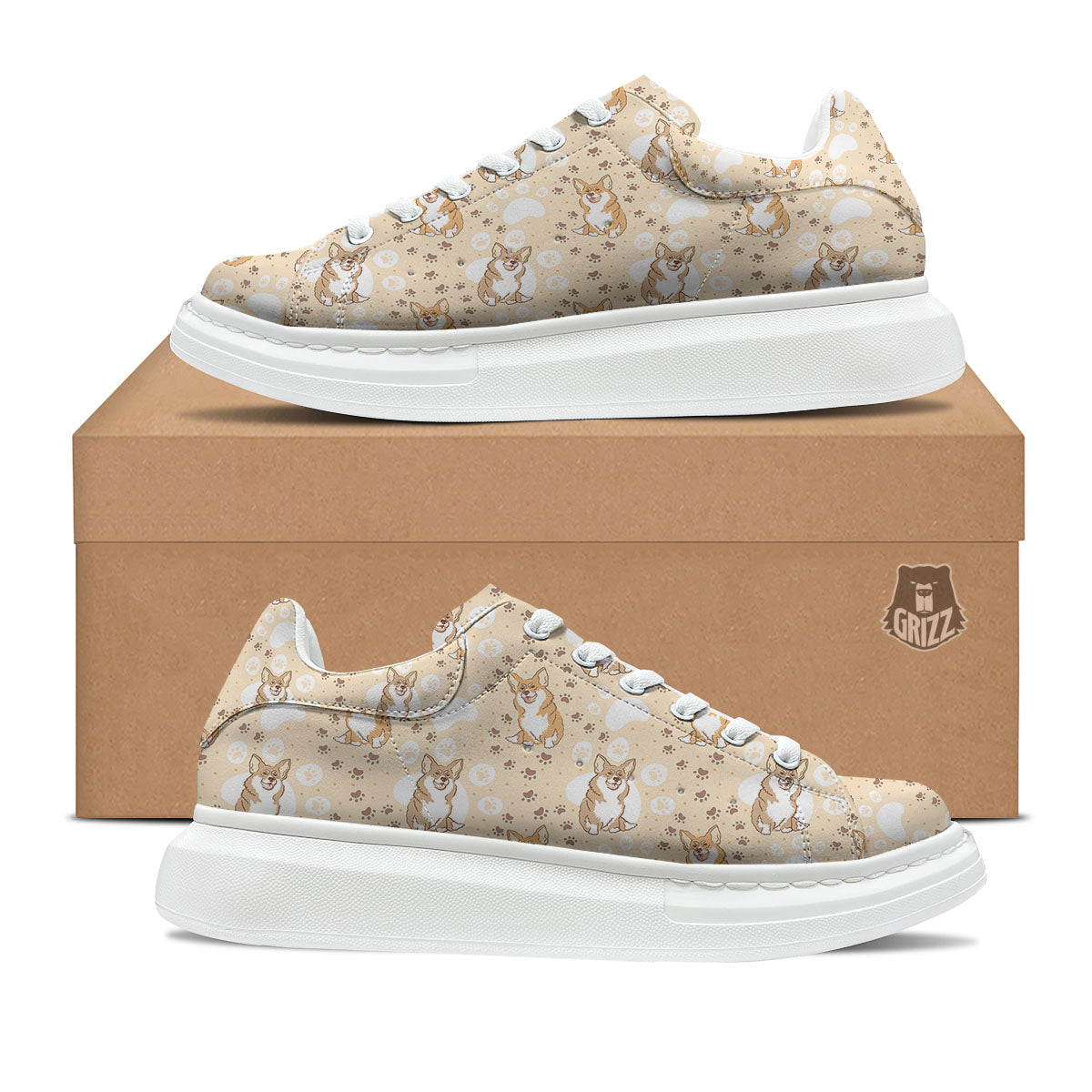Pembroke Welsh Corgi Print Pattern Platform Shoes-grizzshop