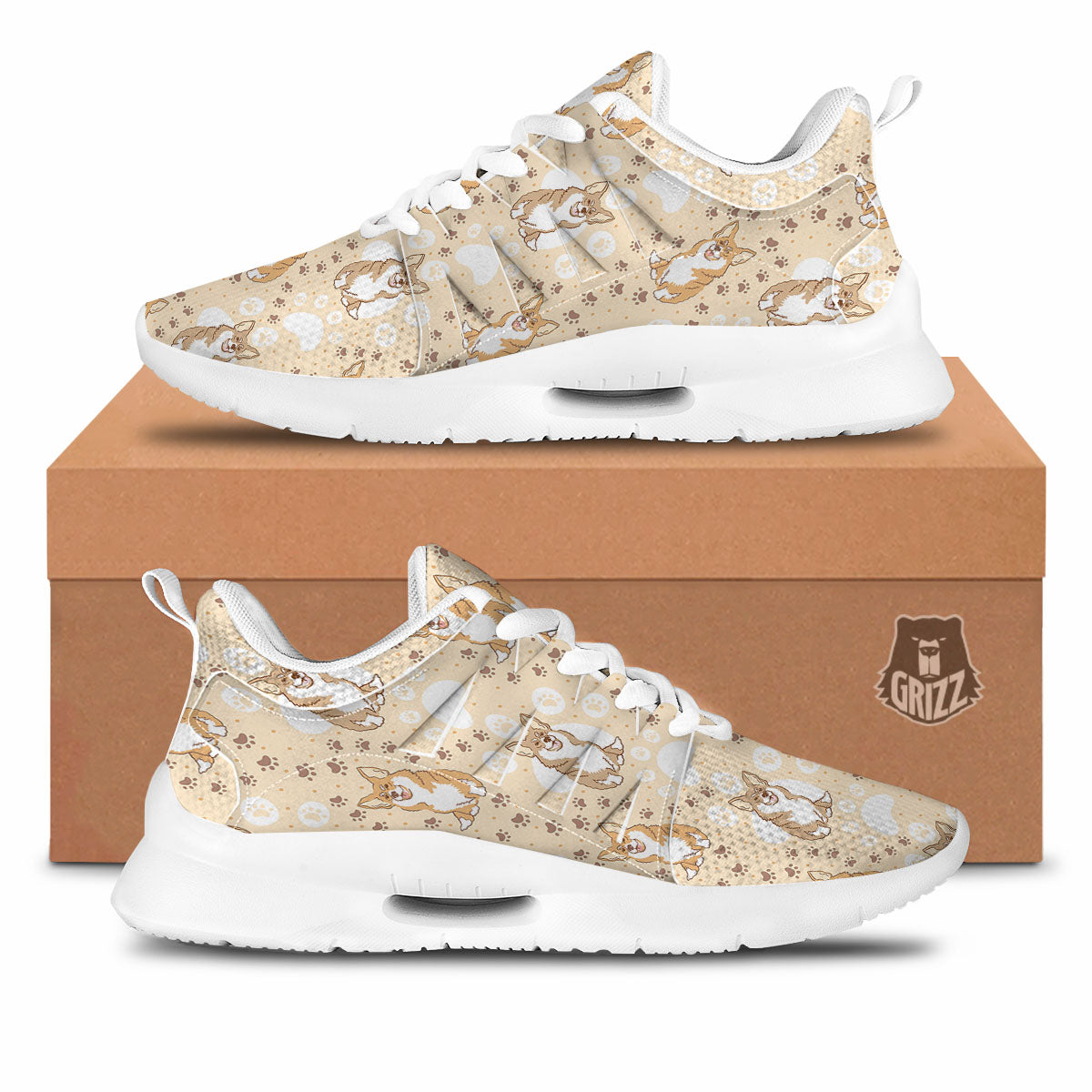 Pembroke Welsh Corgi Print Pattern Tennis Shoes-grizzshop