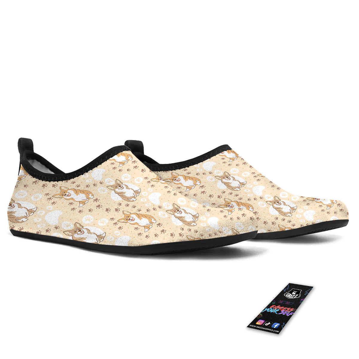 Pembroke Welsh Corgi Print Pattern Water Shoes-grizzshop