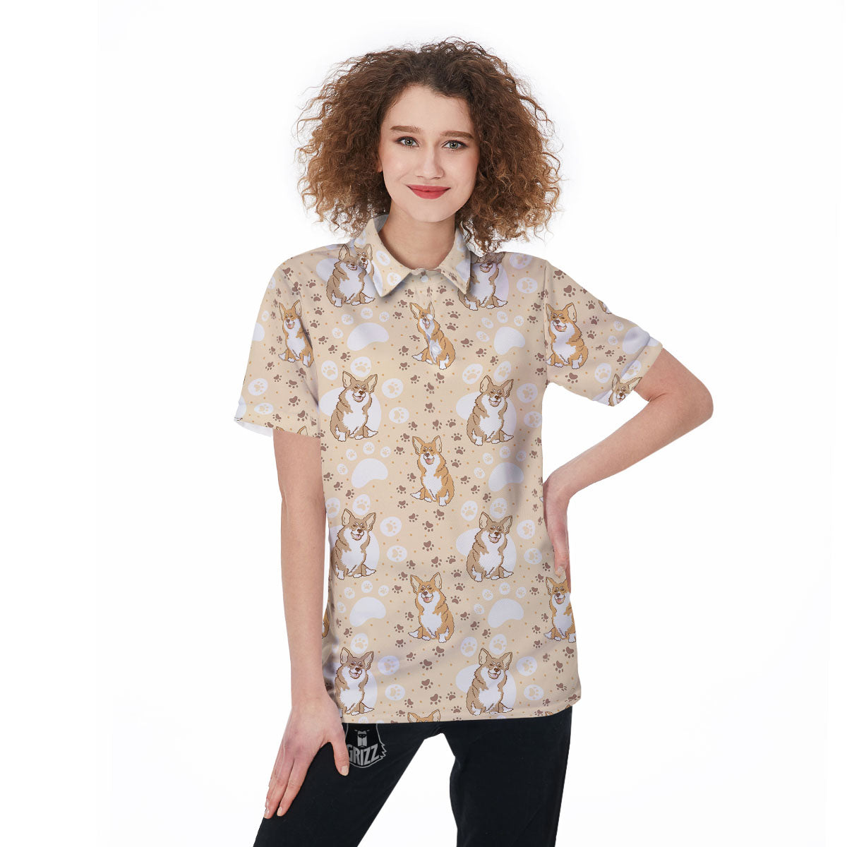 Pembroke Welsh Corgi Print Pattern Women's Golf Shirts-grizzshop