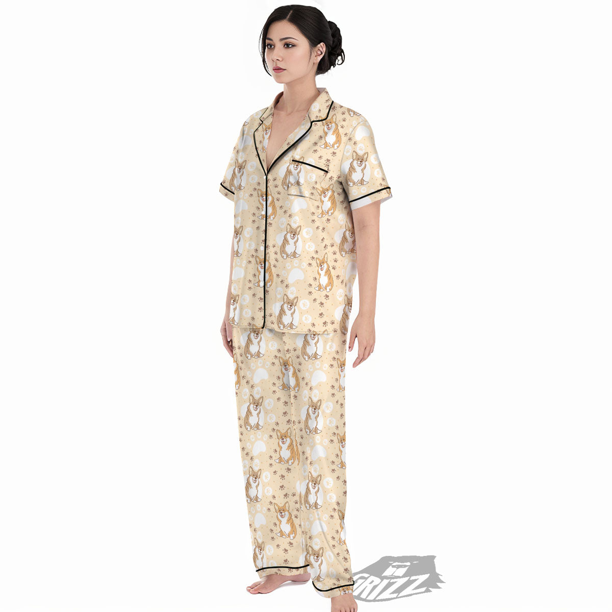 Pembroke Welsh Corgi Print Pattern Women's Pajamas Set-grizzshop