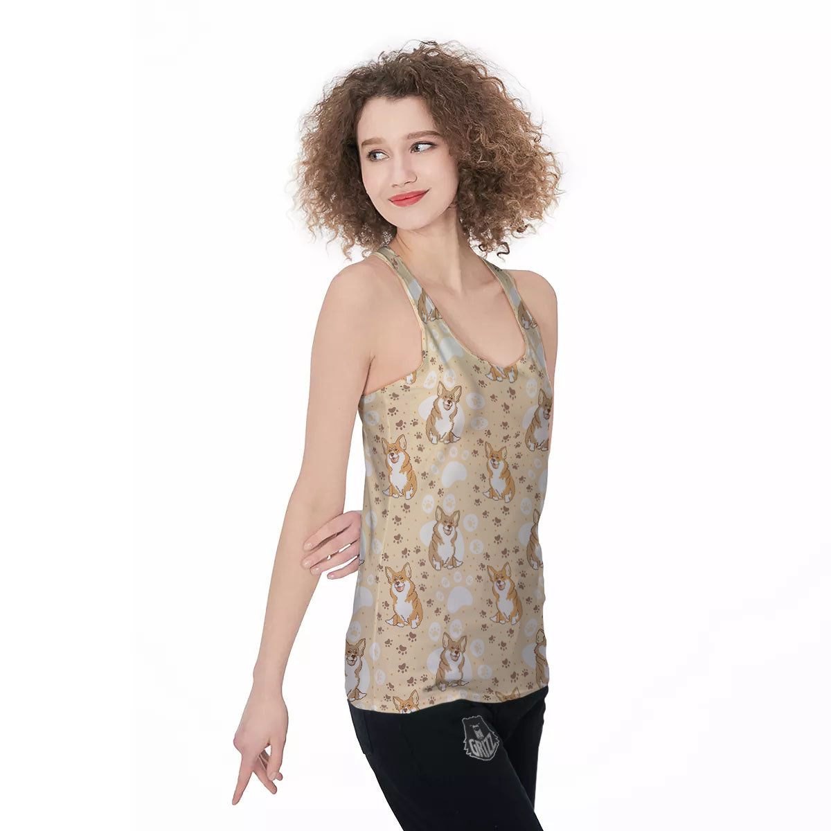 Pembroke Welsh Corgi Print Pattern Women's Racerback Tank Top-grizzshop