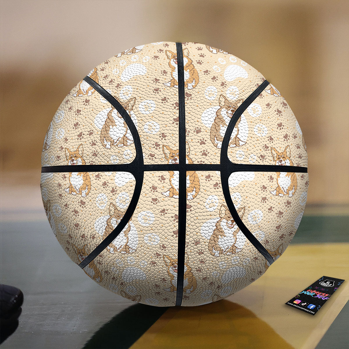 Pembroke Welsh Corgi Print Pattern Basketball