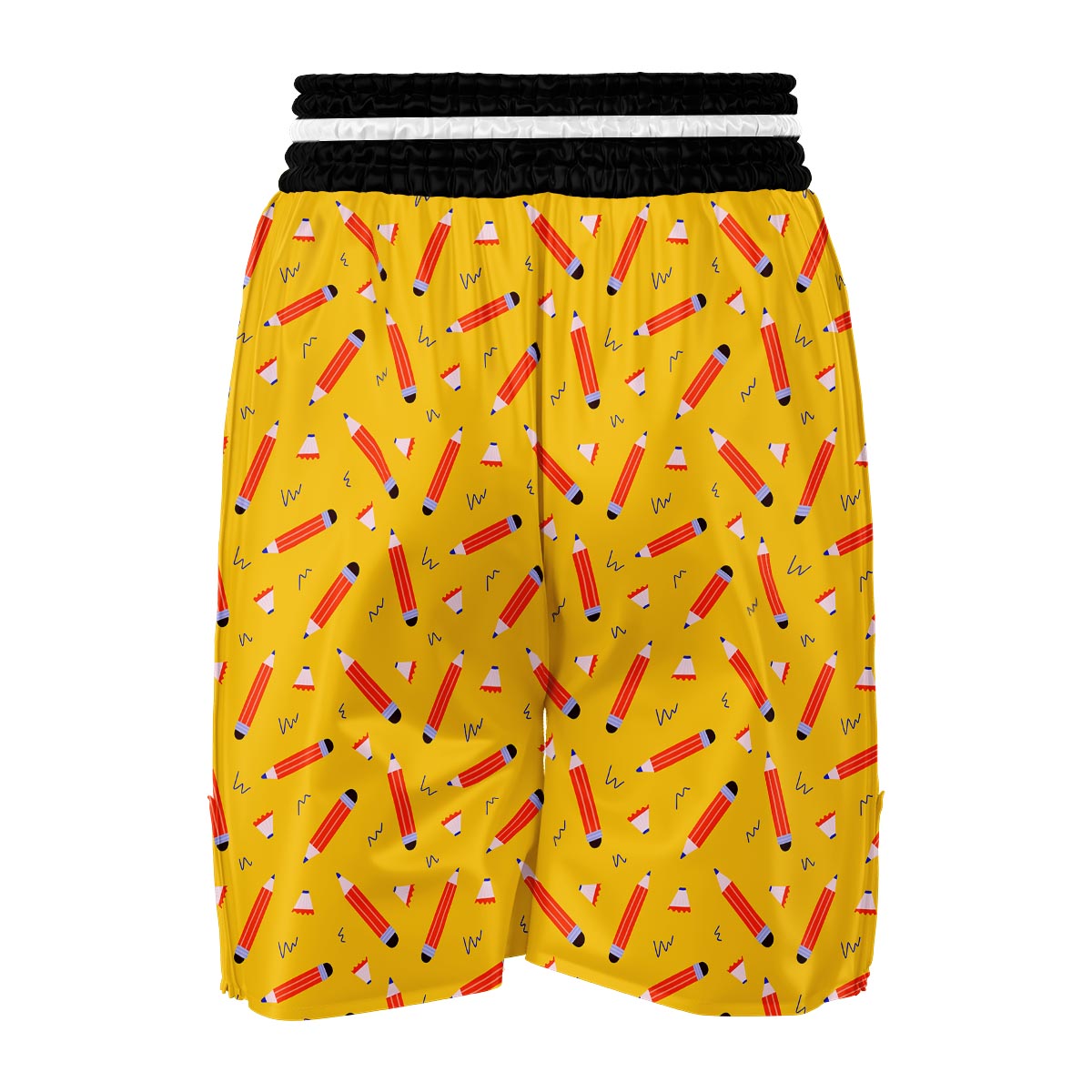 Pencil Pattern Print Boxing Shorts-grizzshop