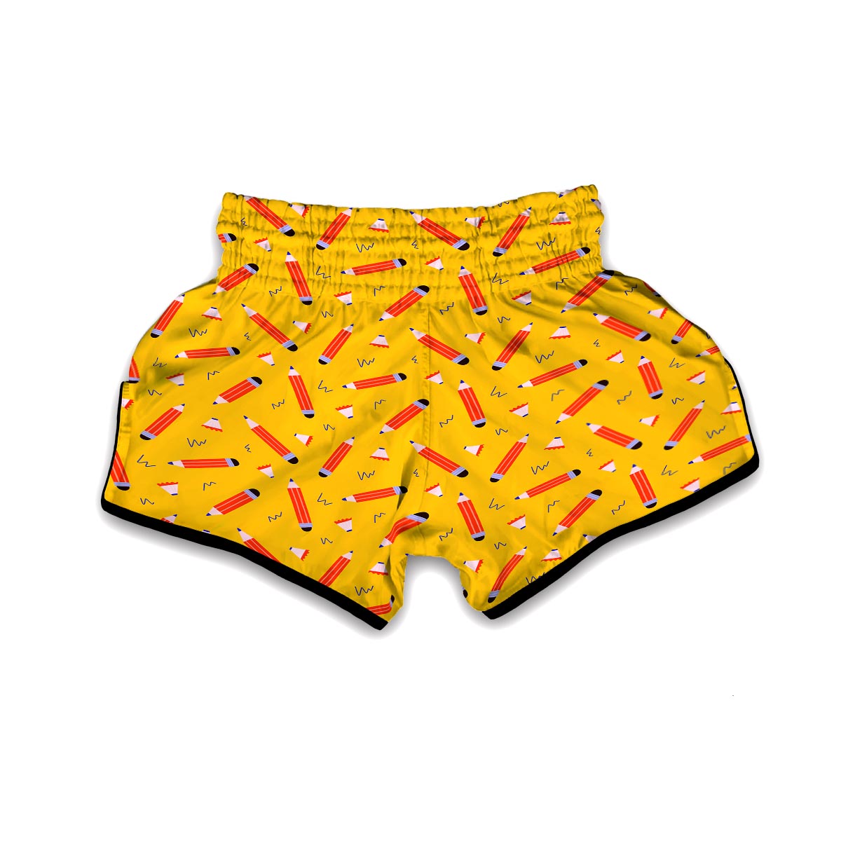 Pencil Pattern Print Muay Thai Boxing Shorts-grizzshop