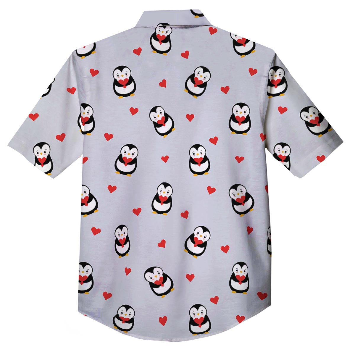 Penguin And Red Heart Print Pattern Button Up Shirt-grizzshop