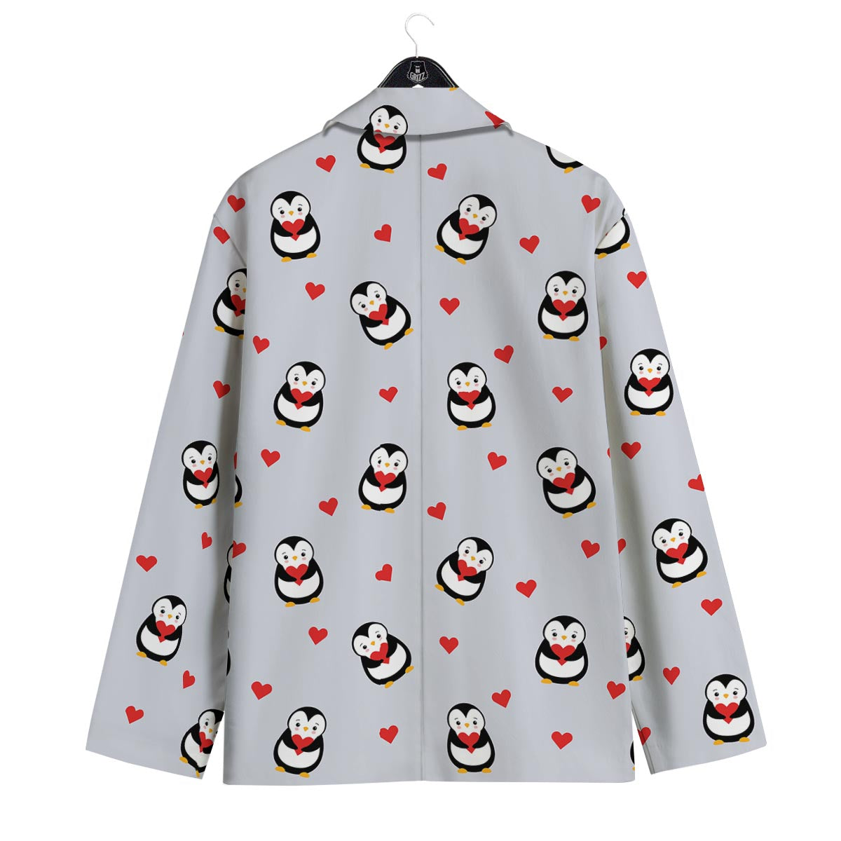 Penguin And Red Heart Print Pattern Men's Sport Coat-grizzshop