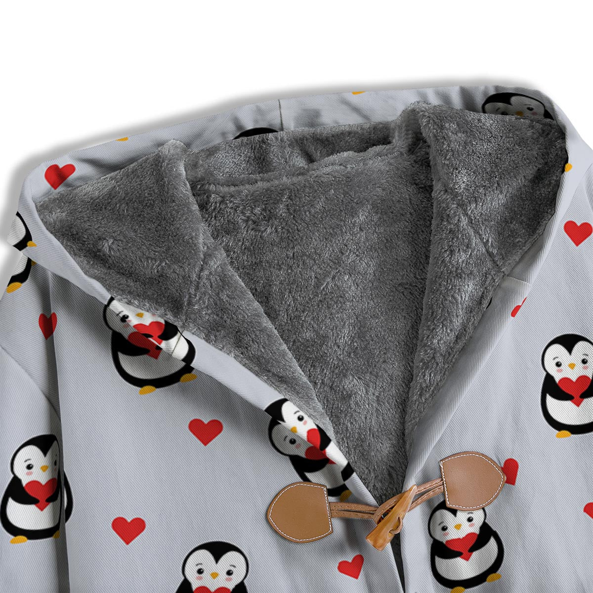 Penguin And Red Heart Print Pattern Men's Windbreaker Jacket-grizzshop