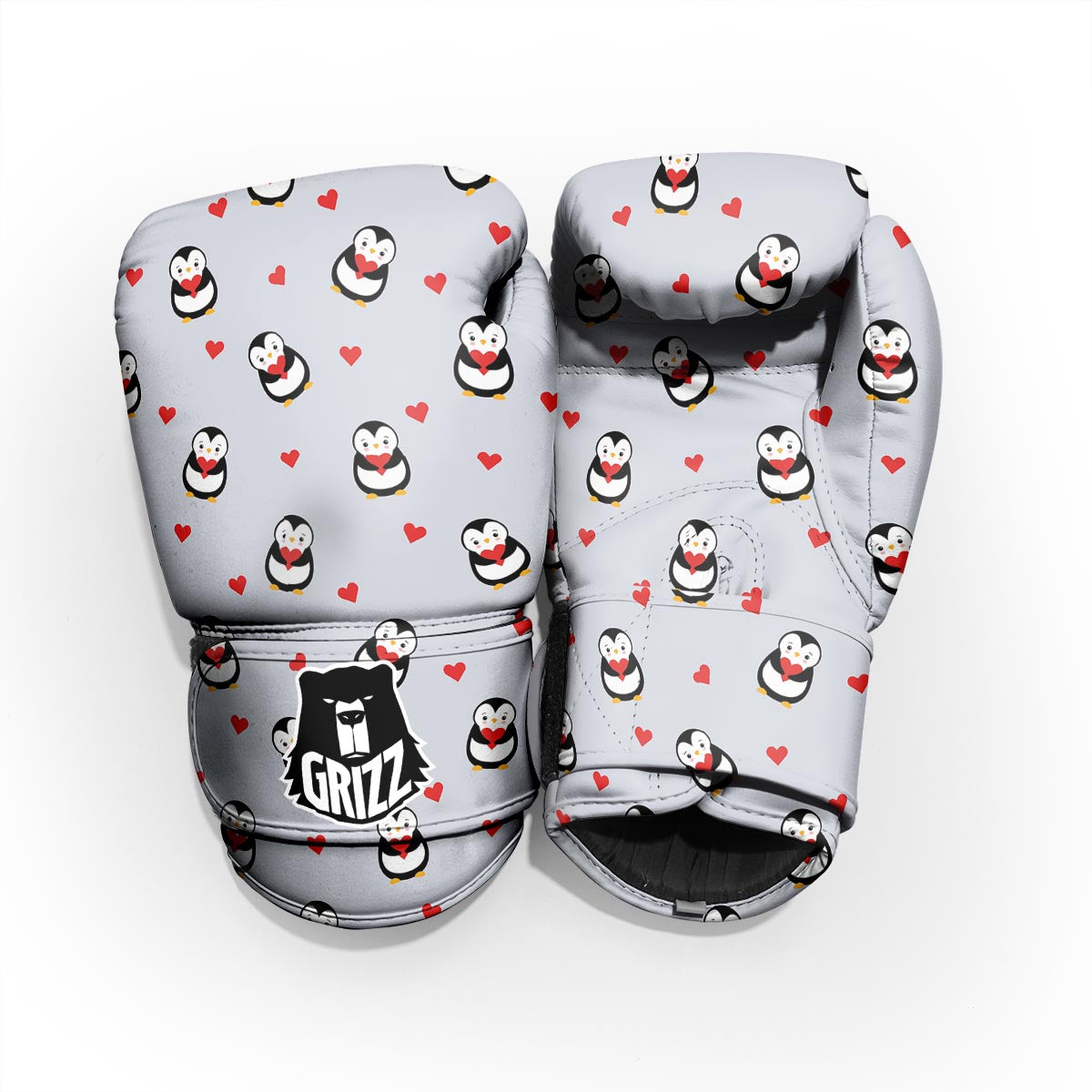 Penguin And Red Heart Print Pattern Pro Boxing Glove