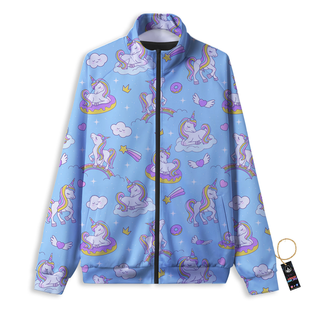 Penguin And Red Heart Print Pattern Track Jacket-grizzshop