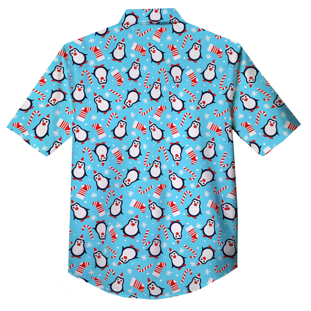 Penguin Christmas Santa Print Pattern Button Up Shirt-grizzshop