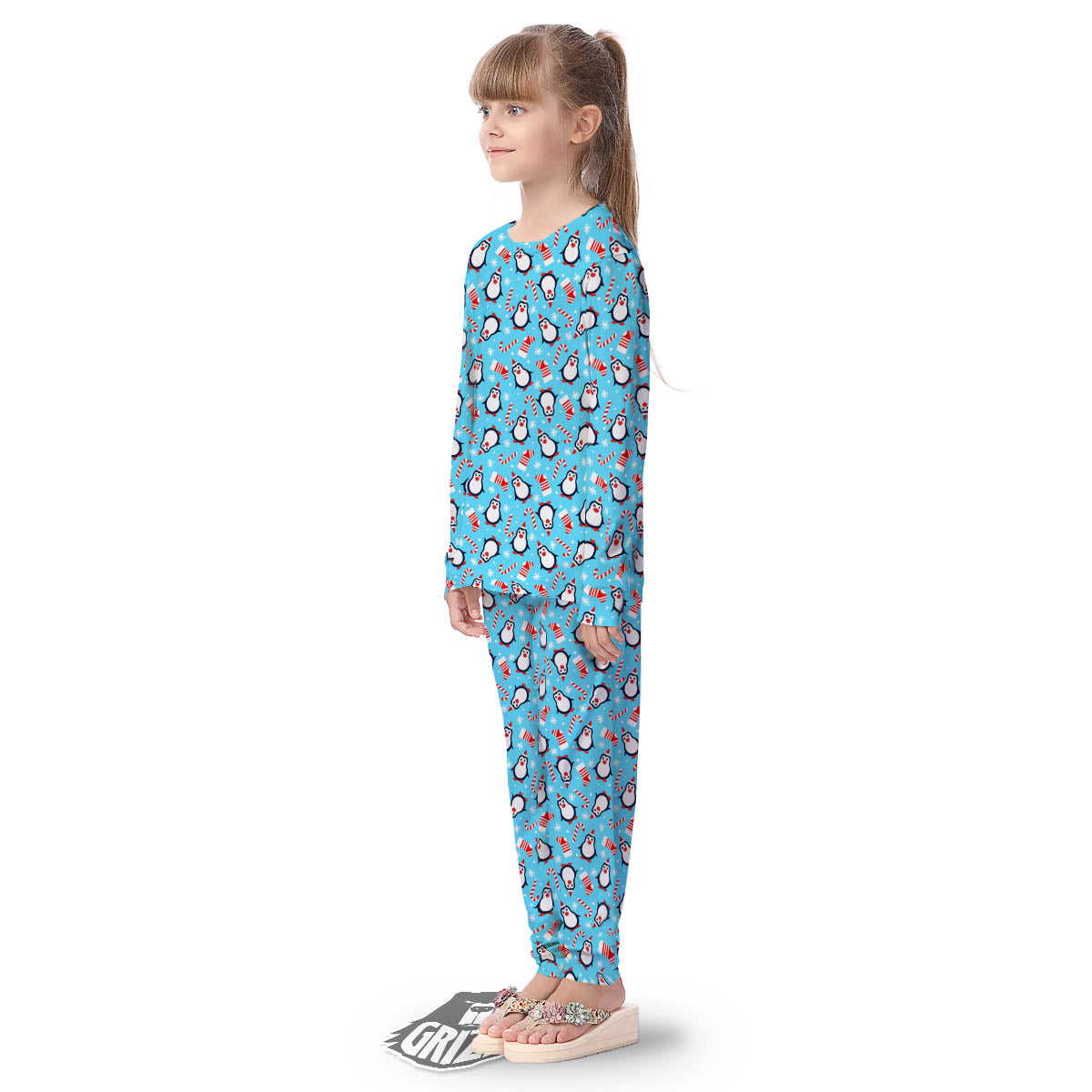 Penguin Christmas Santa Print Pattern Kid's Pajamas-grizzshop