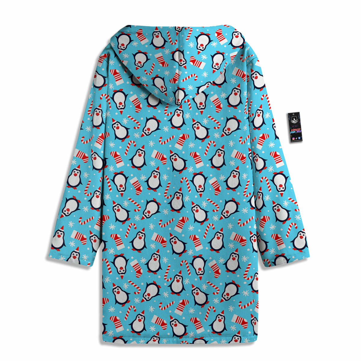 Penguin Christmas Santa Print Pattern Men's Windbreaker Jacket-grizzshop