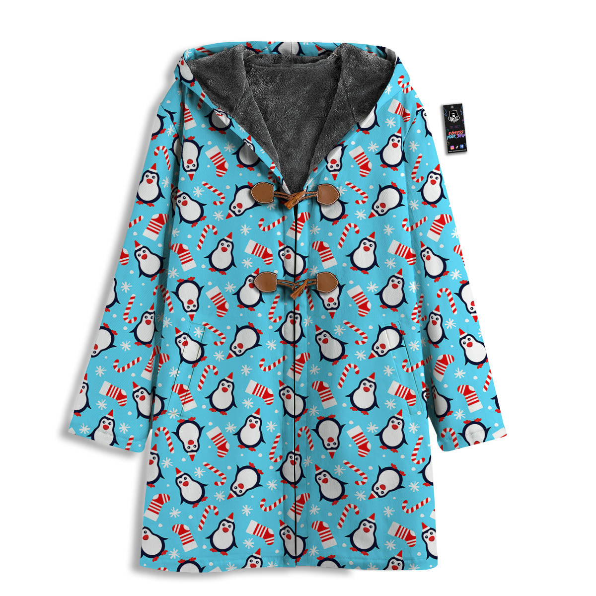 Penguin Christmas Santa Print Pattern Men's Windbreaker Jacket-grizzshop