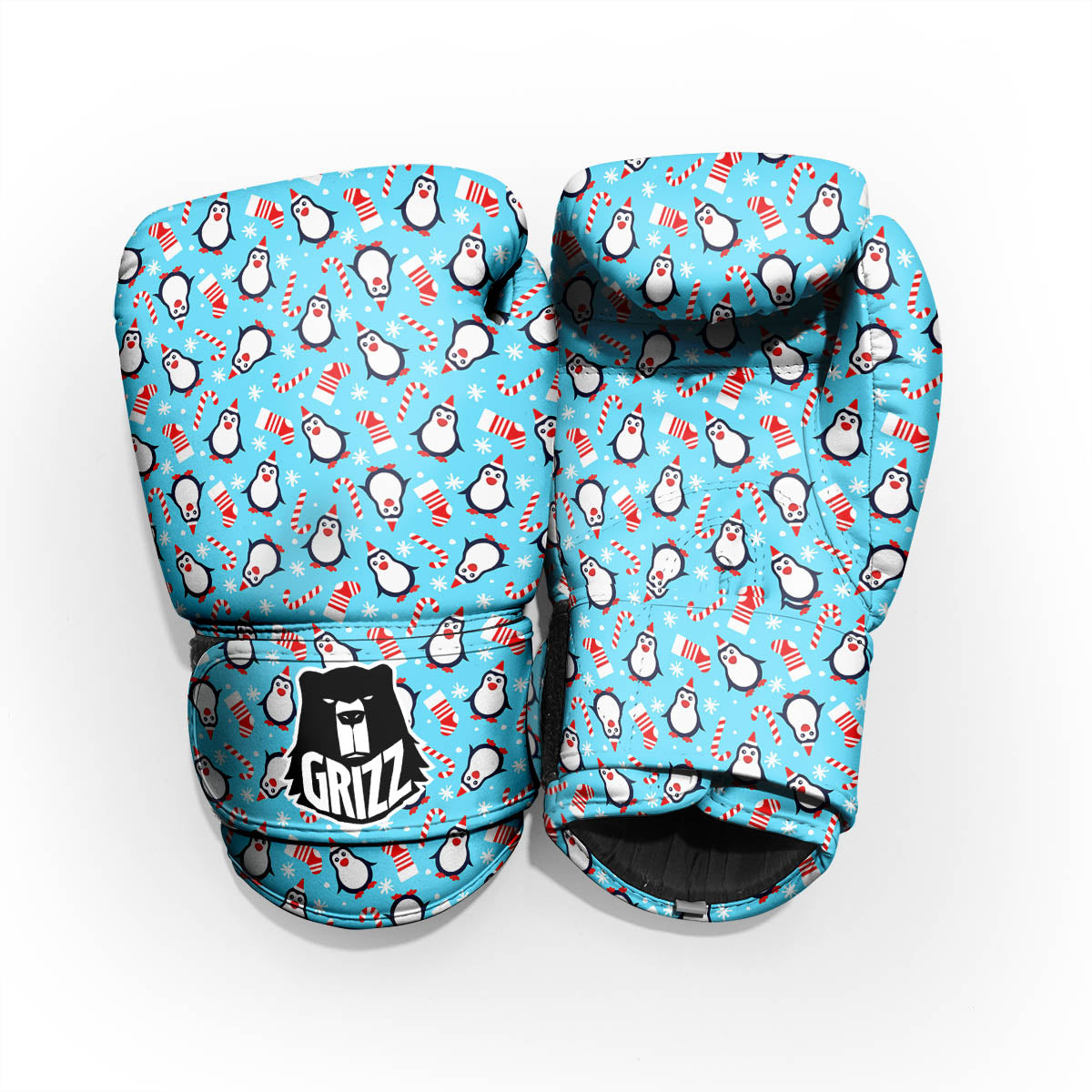 Penguin Christmas Santa Print Pattern Pro Boxing Glove