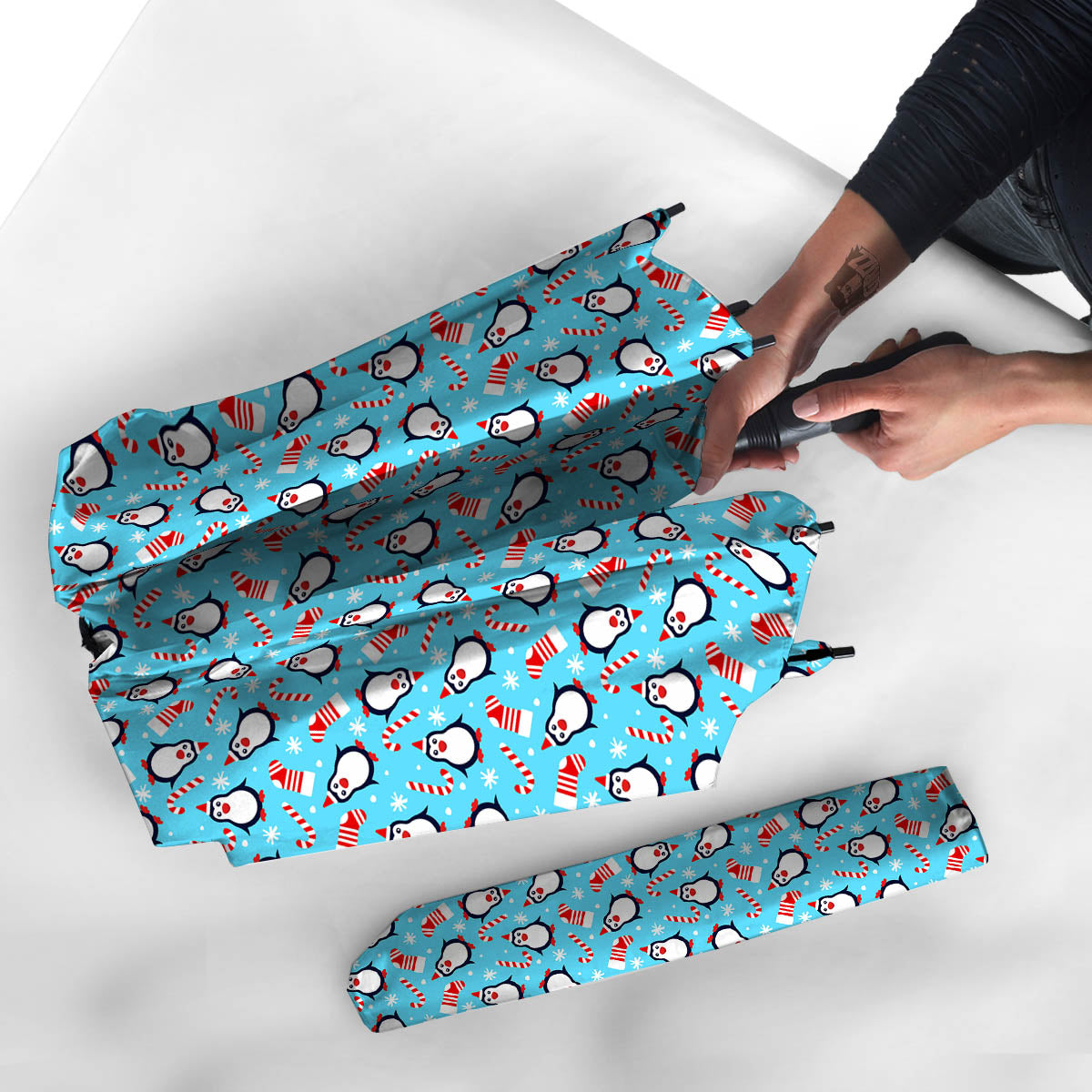 Penguin Christmas Santa Print Pattern Umbrella-grizzshop