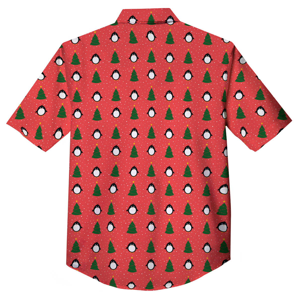 Penguin Christmas Snowy Print Pattern Button Up Shirt-grizzshop