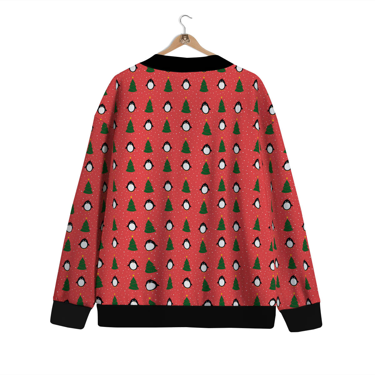 Penguin Christmas Snowy Print Pattern Cardigan-grizzshop