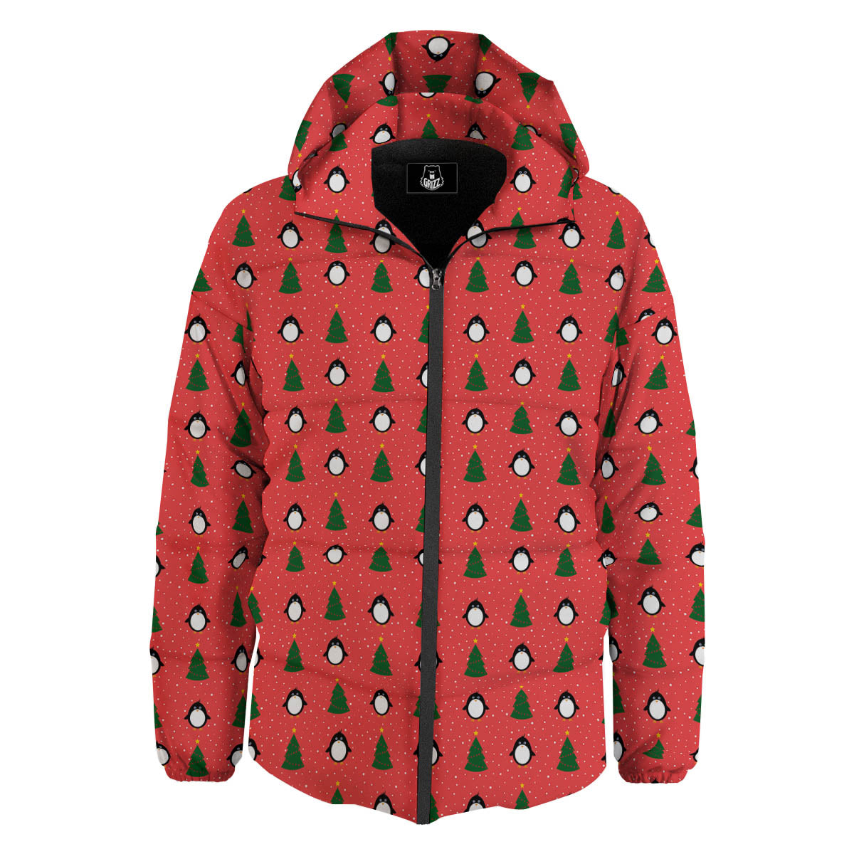 Penguin Christmas Snowy Print Pattern Down Jacket-grizzshop