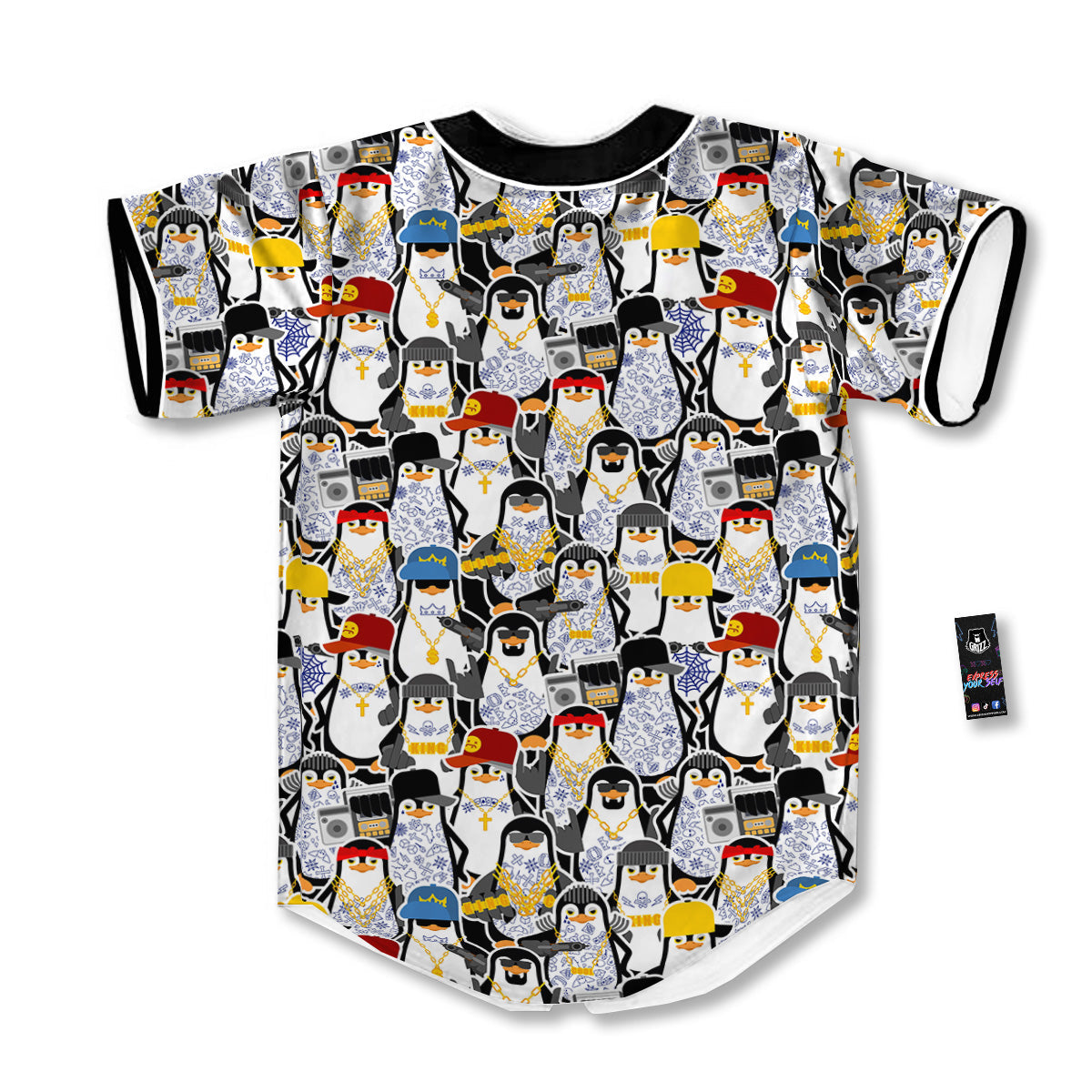 Penguin Criminal Print Pattern Baseball Jersey-grizzshop