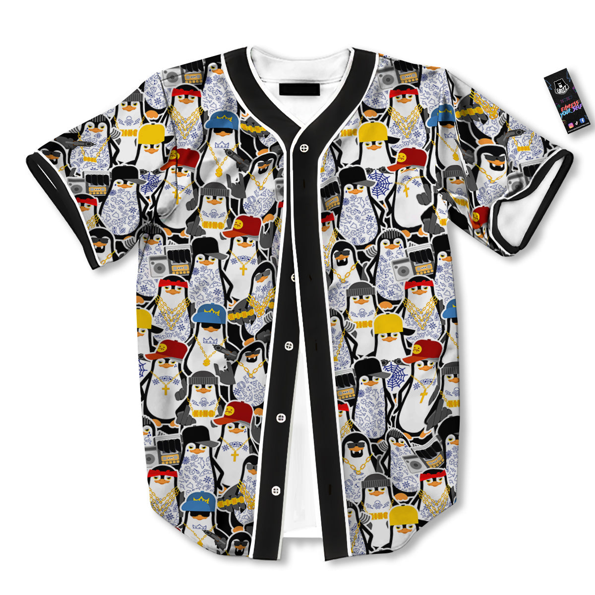 Penguin Criminal Print Pattern Baseball Jersey-grizzshop