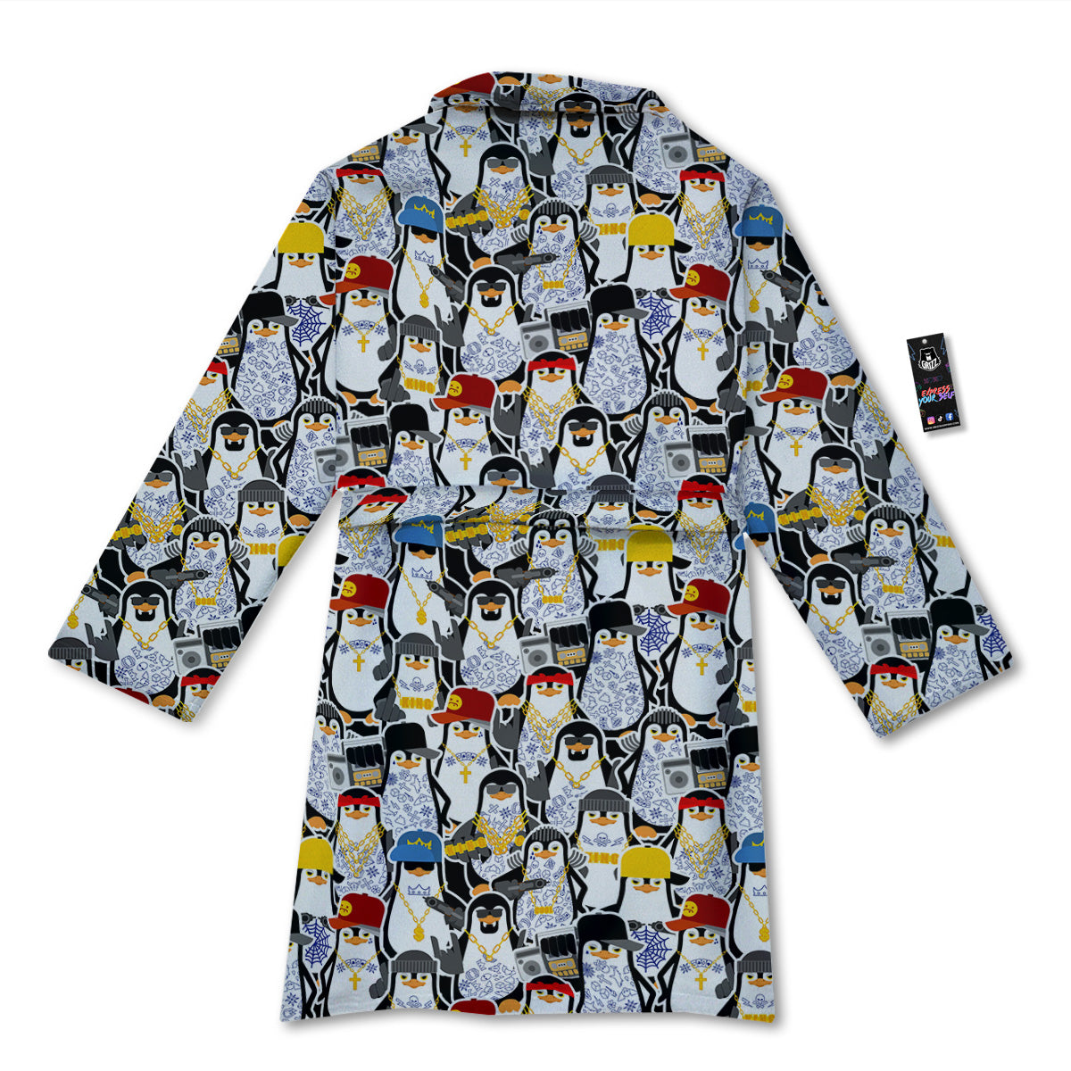 Penguin Criminal Print Pattern Bathrobe-grizzshop