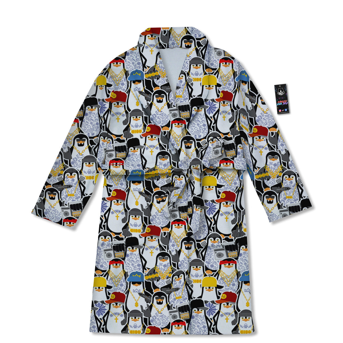Penguin Criminal Print Pattern Bathrobe-grizzshop