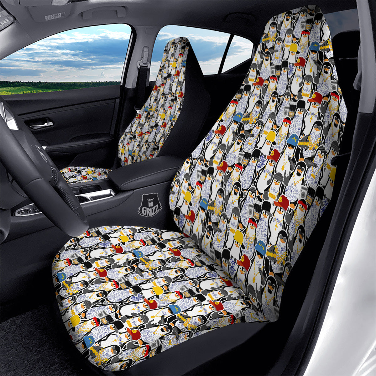 Penguin Criminal Print Pattern Car Seat Covers-grizzshop