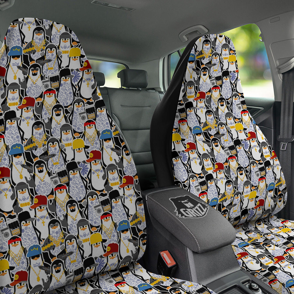 Penguin Criminal Print Pattern Car Seat Covers-grizzshop